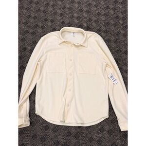 Mode One Creamy Corduroy Long Sleeve Button Up Shirt Top Sz Small